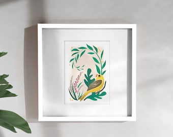 Summer Bird Wall Art | Four Seasons | Birds of the Southeast | Yellow Finch | 5x7 inches