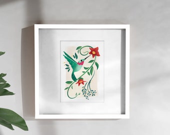 Spring Bird Wall Art | Four Seasons | Birds of the Southeast | Hummingbird | 5x7 inches