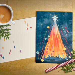 Kerstkaart en envelop | Origineel papier gesneden ster van Bethleham met citaat van Lewis | 5x7