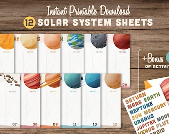 Solar System Printable Worksheets |  Science, Learning, Homeschool, Education, Classroom, STEM Worksheet | 8.5x11