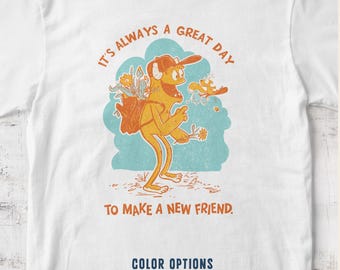 Retro Yeti Funny Monster Youth T-shirt, Hand-illustrated cartoon for friends