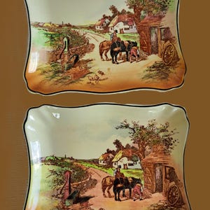 Antique Vintage Royal Doulton Rustic England Plates - Set of 2
