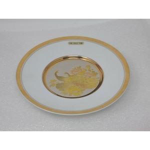Vintage The Art of Chokin 6&quot; 24kt Gold Edged Plate With Peacocks