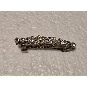 Vintage Rhinestone Floral Silver Tone Hair Clip Barrette