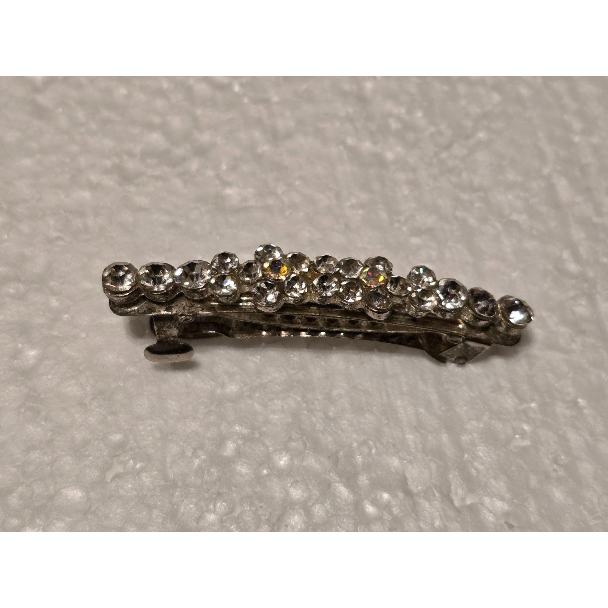 Vintage Rhinestone Floral Silver Tone Hair Clip Barrette - Etsy