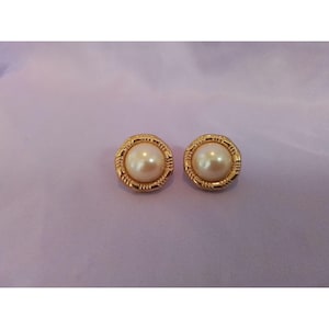 Vintage Gold-Tone Clip-On Faux Pearl Earrings