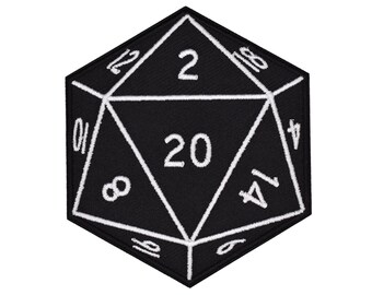 D20 Dice Embroidered Iron-on Patch