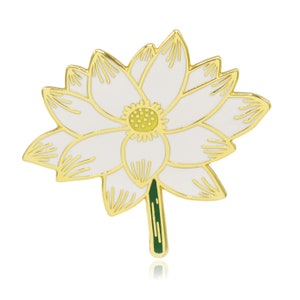 Lotus Flower with Stem Hard Enamel Pin
