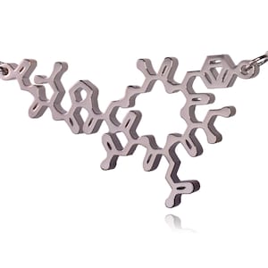 Rhodium Plated Oxytocin Molecule Necklace