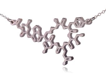 Rhodium Plated Oxytocin Molecule Necklace