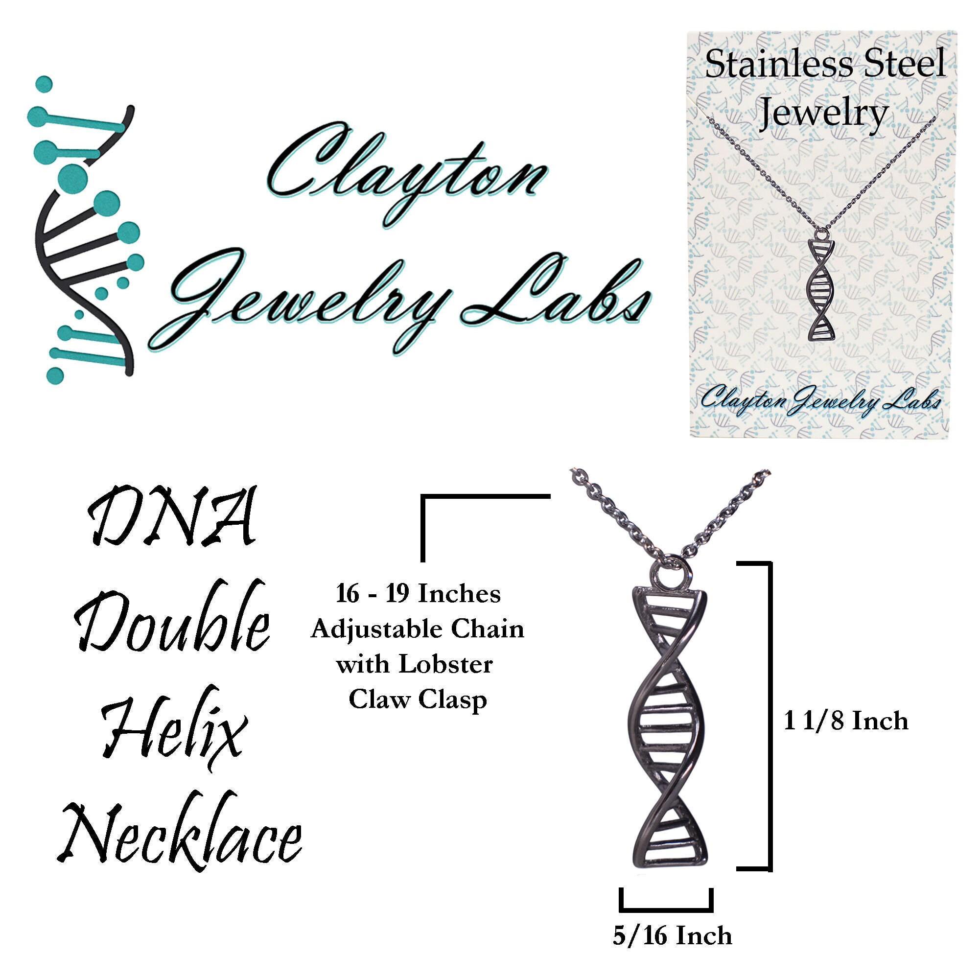Collier ADN Double Hélice En Métal - Pendentif Structure Chimie/science, Longueur Chaîne ~34 Cm - Lot De 2, Idéal Pour Passionnés De Biologie Ou Cadeau Original