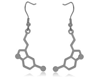 Kolczyki wiszące ze stali nierdzewnej z cząsteczką serotoniny