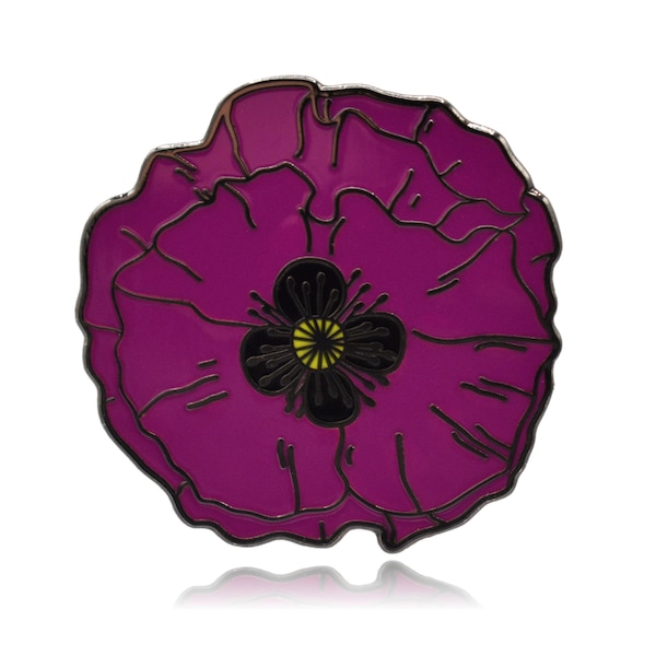 Purple Poppy Flower Hard Enamel Pin