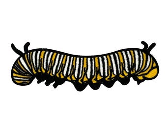 Monarch Caterpillar Embroidered Iron-on Patch