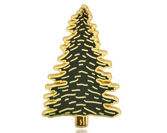Pin de esmalte duro con forma de árbol de hoja perenne
