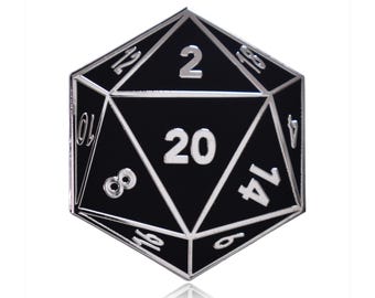 D20: twintigzijdige die-hard geëmailleerde reversspeld