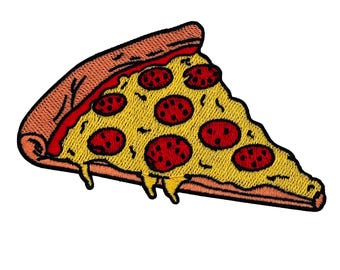 Parche termoadhesivo bordado con forma de rebanada de pizza de pepperoni