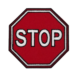 Parche bordado termoadhesivo con señal de stop