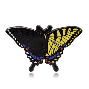 Bilateral Gynandromorph Eastern Tiger Swallowtail Butterfly Hard Enamel Pin