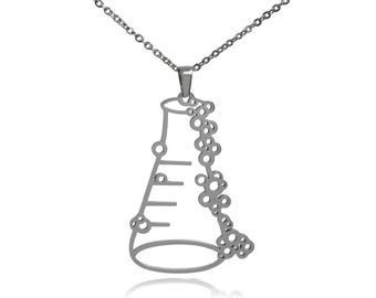 Erlenmeyer Flask Stainless Steel Pendant Necklace