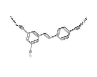 Silver Wine Resveratrol Molecule Stainless Steel Necklace