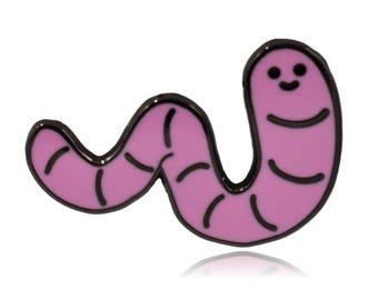 Cartoon Earthworm Hard Enamel Pin