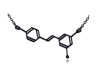 Black Wine Resveratrol Molecule Stainless Steel Necklace