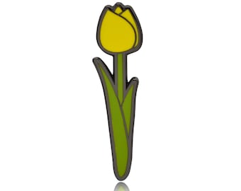 Tulip Flower with Stem Hard Enamel Pin