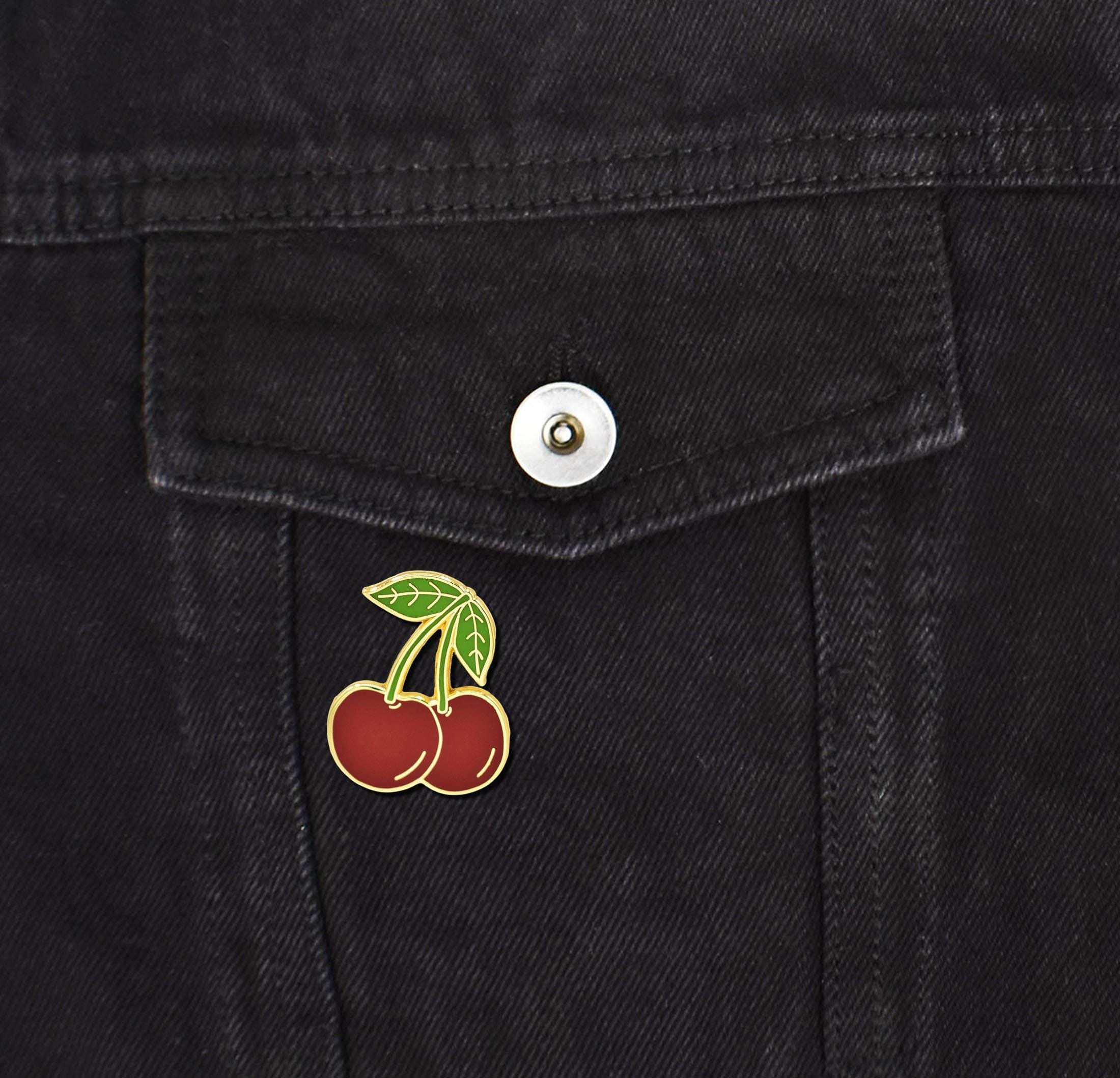 Red Cherry Hard Enamel Pin - Etsy