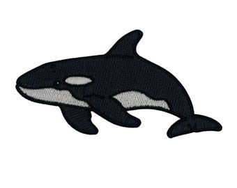 Toppa termoadesiva ricamata a forma di orca