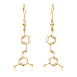 Wine Resveratrol Molecule Stainless Steel Dangle Earrings