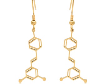 Wine Resveratrol Molecule Stainless Steel Dangle Earrings