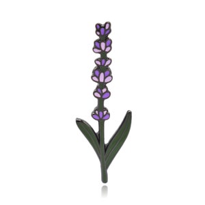 Lavender Flower Stem Hard Enamel Pin
