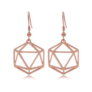 D20 Dice Silhouette Icosahedron Stainless Steel Dangle Earrings