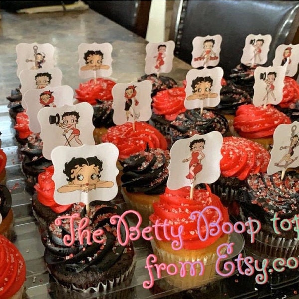 Betty Boop cupcake topper, Betty Boop cupcake picks, classic cartoons party themed, Betty Boop party decoration, Betty Boop theme