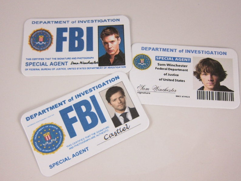 Supernatural FBI ID CardsCosplay cards set of Cosplay | Etsy