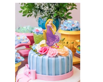 Rapunzel Birthday Cake Topper, Double Sided Princess Decoration