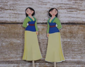 Princess Mulan cupcake topper, Mulan  cupcake picks,Princess birthday decoration, Mulan