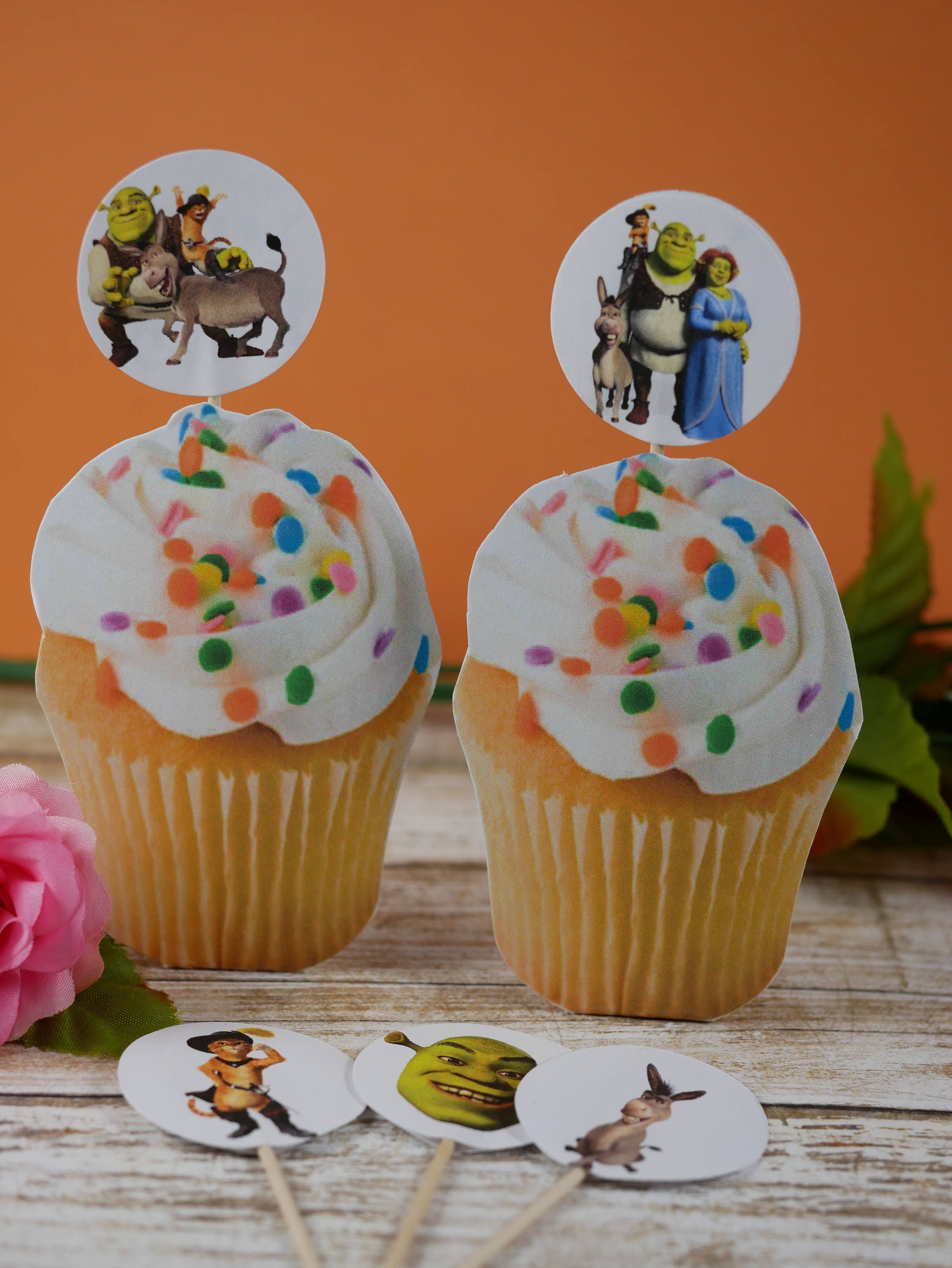 Shrek cupcake topper Shrek cupcake picks Shrek party theme Etsy