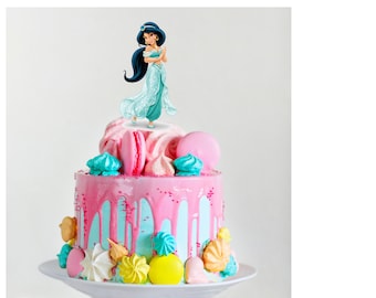 Princess Jasmine Cake Topper, Double Sided Birthday Decoration