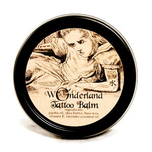 All Natural Tattoo Balm, New Tattoo Salve, Tattoo Conditioner, Tattoo Moisturizer, Alice in Wonderland