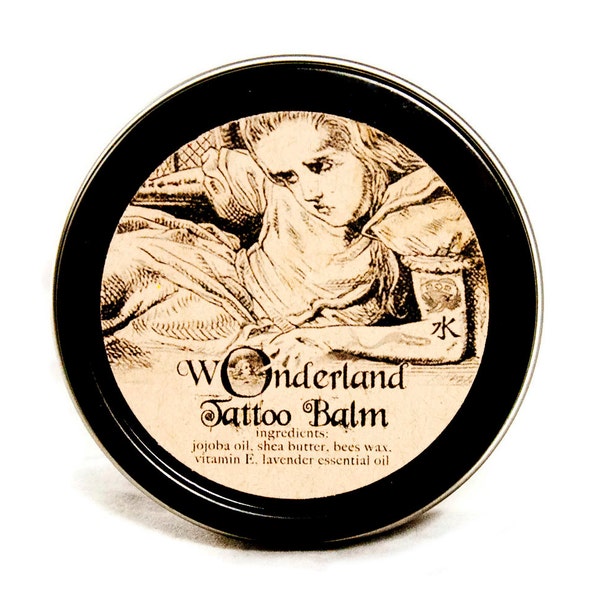 All Natural Tattoo Balm, New Tattoo Salve, Tattoo Conditioner, Tattoo Moisturizer, Alice in Wonderland