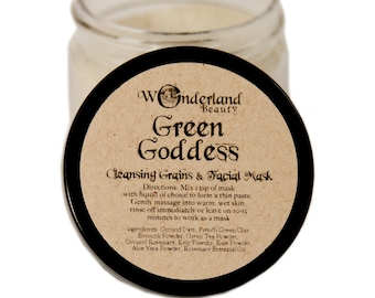 Green Goddess Face Mask, Green Goddess Cleansing Grains, Facial Scrub, Facial Mask, Exfoliating Facial Mask, Green Mask, Skin Care, Facial