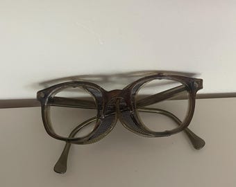 Vintage AO American Optical Safety Glasses - Grey Plastic Shields