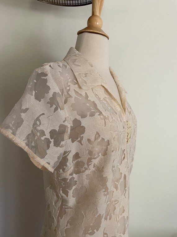 Vintage 1980s Two Piece Ivory Bone Cream Lace She… - image 8