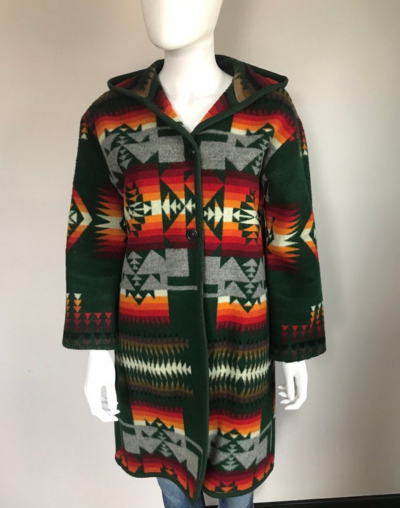Vintage Pendleton Chief Joseph Wool Blanket Coat Jacket Green