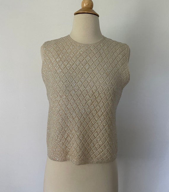 Vintage 1950’s Retro Sleeveless Beaded Sequin Bea… - image 2