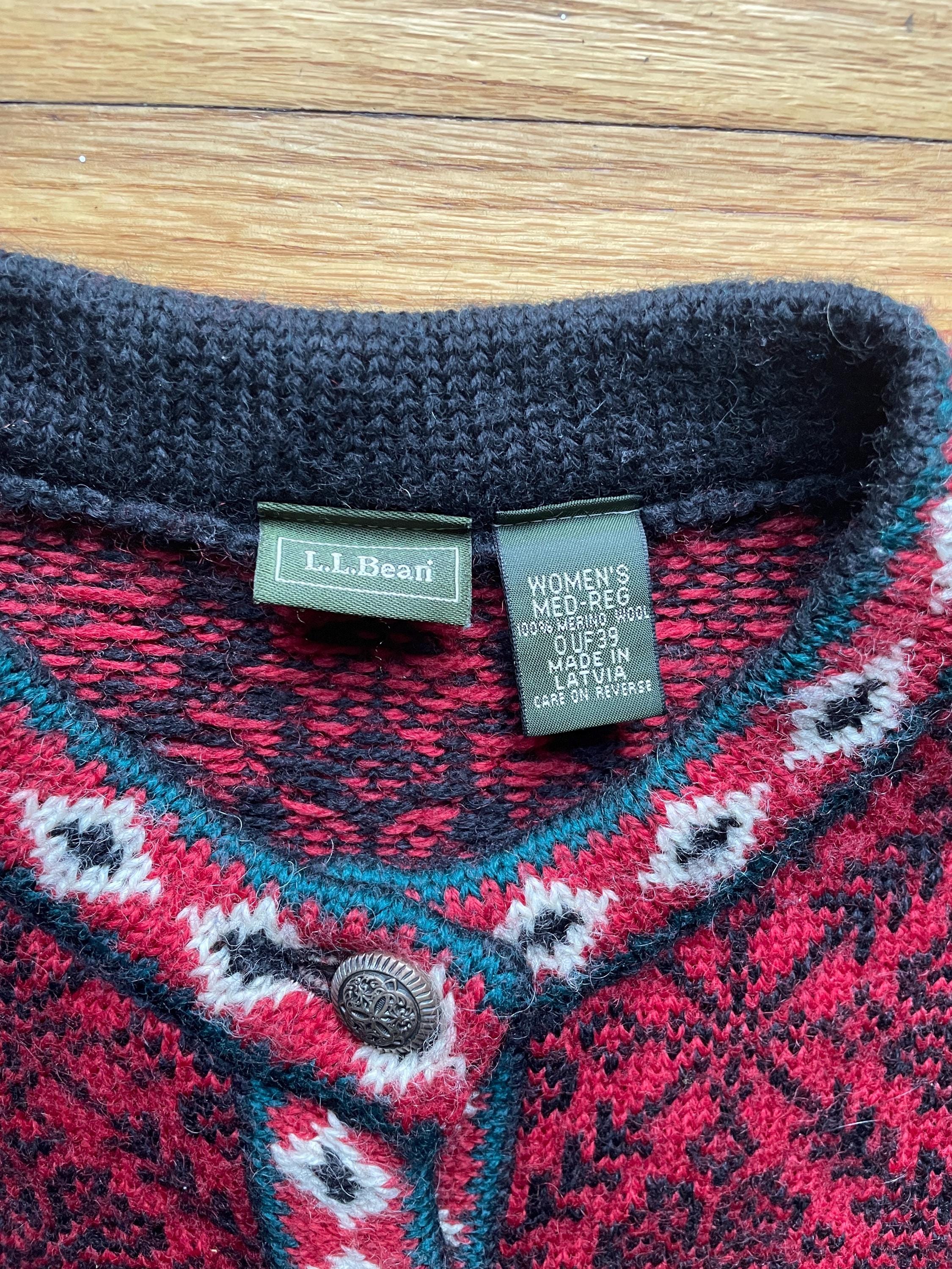 ヴィンテージ 1990年代 L.L.Bean メリノウール100% レッド ブラック 