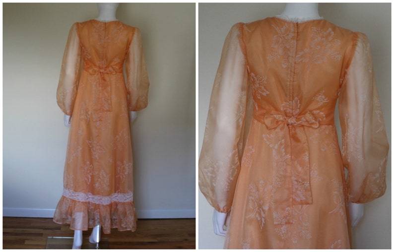 60’s Peach Orange Maxi Dress main image 0