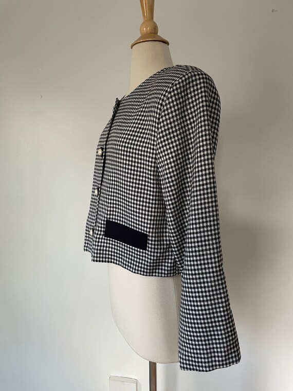 Vintage 1970’s Black & White Checkered Structured… - image 6